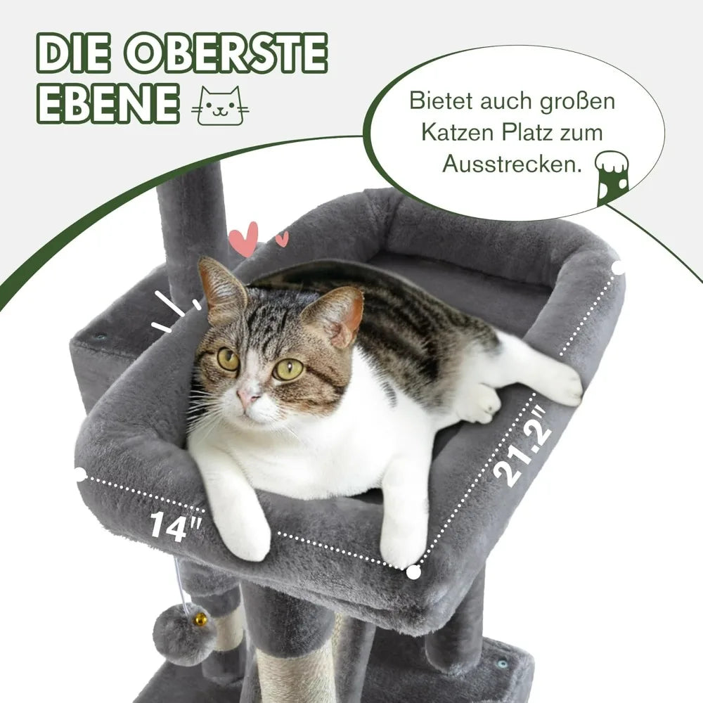 Multi Level Cat Tree Tower With Plush Perches Hammock