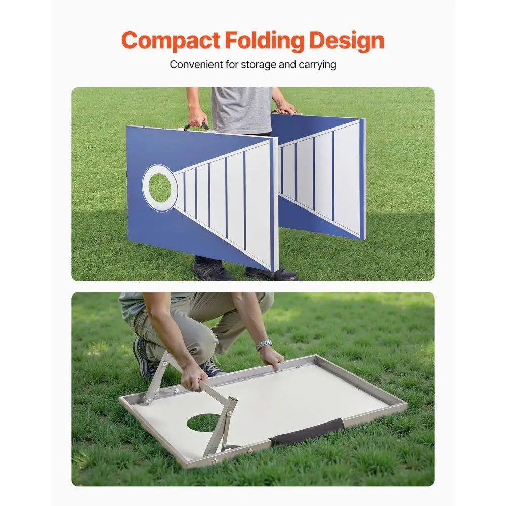 Portable Cornhole Game Set 3x2ft Aluminum Toss Boards with 8 Durable Bean Bags for Outdoor Fun with Family and Friends