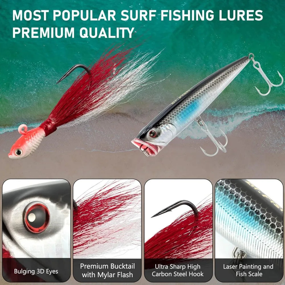 Surf Rod And Reel Combo Saltwater Fishing Gear Set Kit