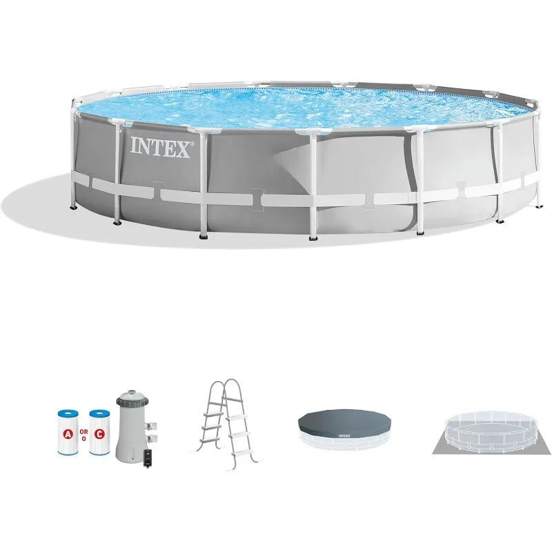 Intex Prism Frame Above Ground Pool Set 15Ft 42In Pump