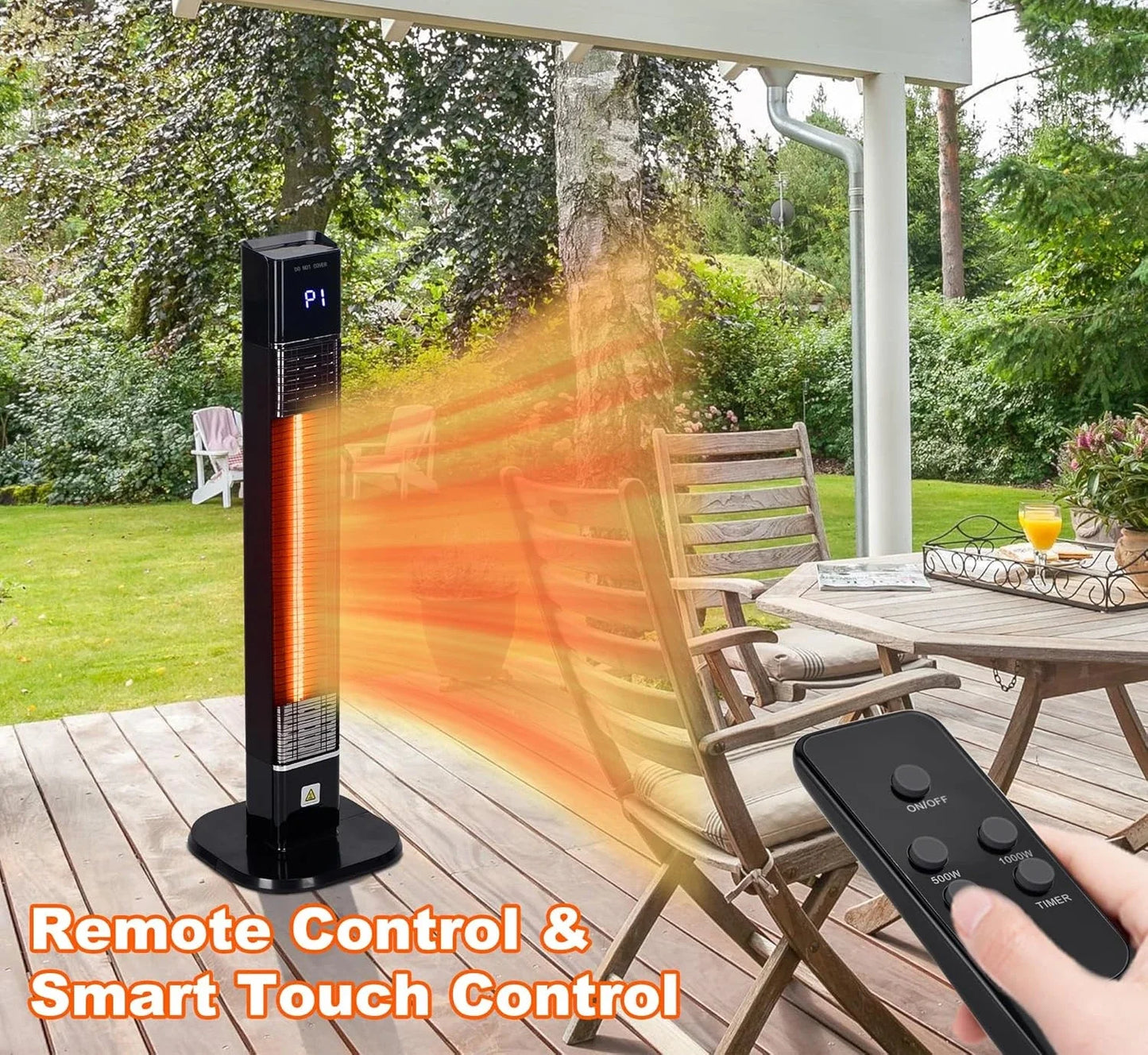 Indoor Outdoor Patio Heater 1500W Infrared Tower With Remote