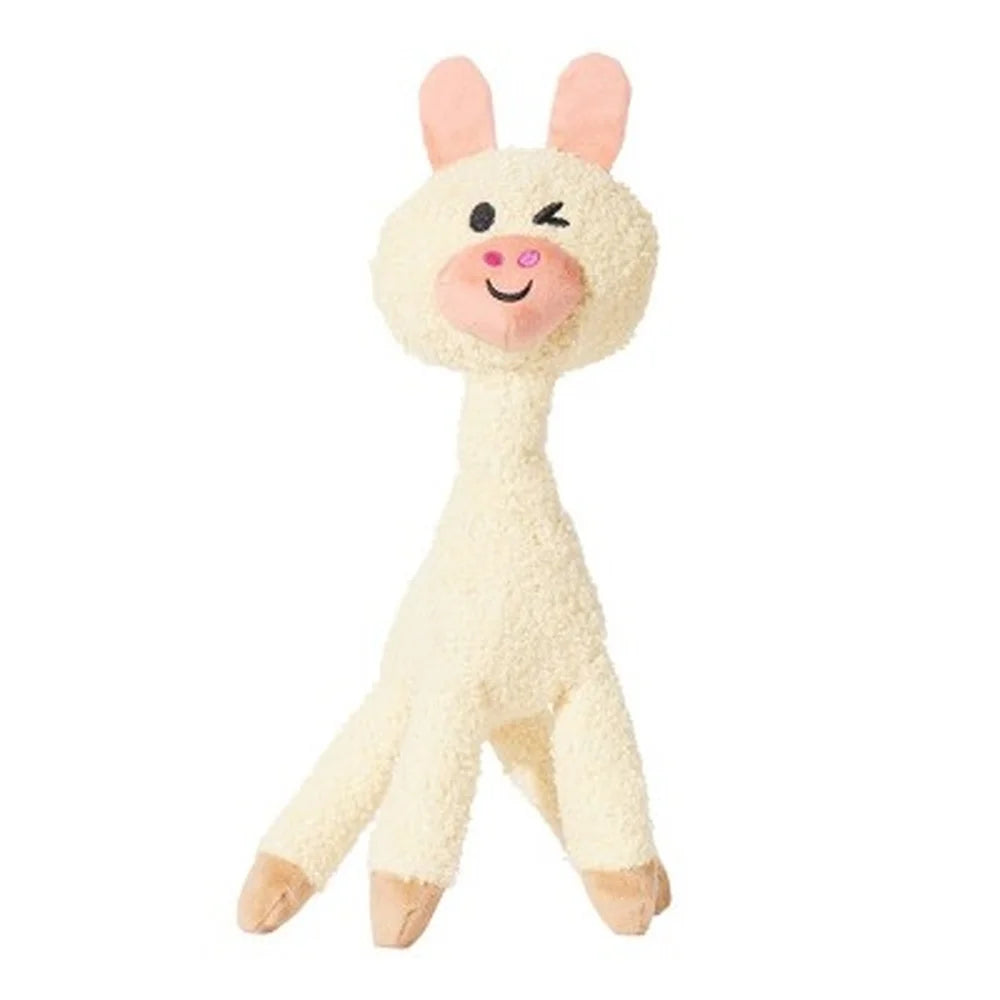 Alpaca Dog Toy With Squeaker Crinkle Limbs Cuddle Fetch Play For Medium Breeds Soft Polyester Material
