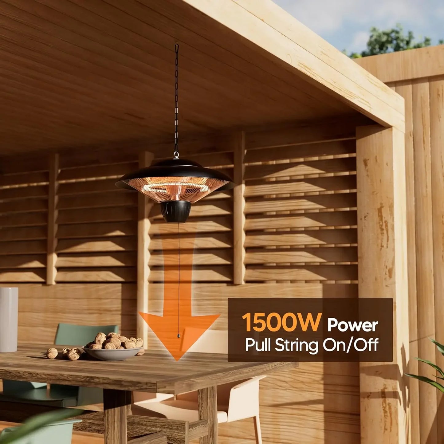 Outdoor Patio Heater 1500W Ceiling Mounted Infrared IP34