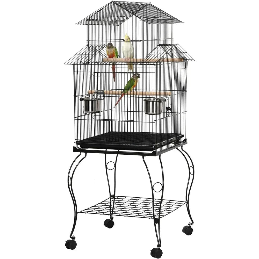 55 Inch Rolling Parrot Cage With Removable Stand Cockatiels