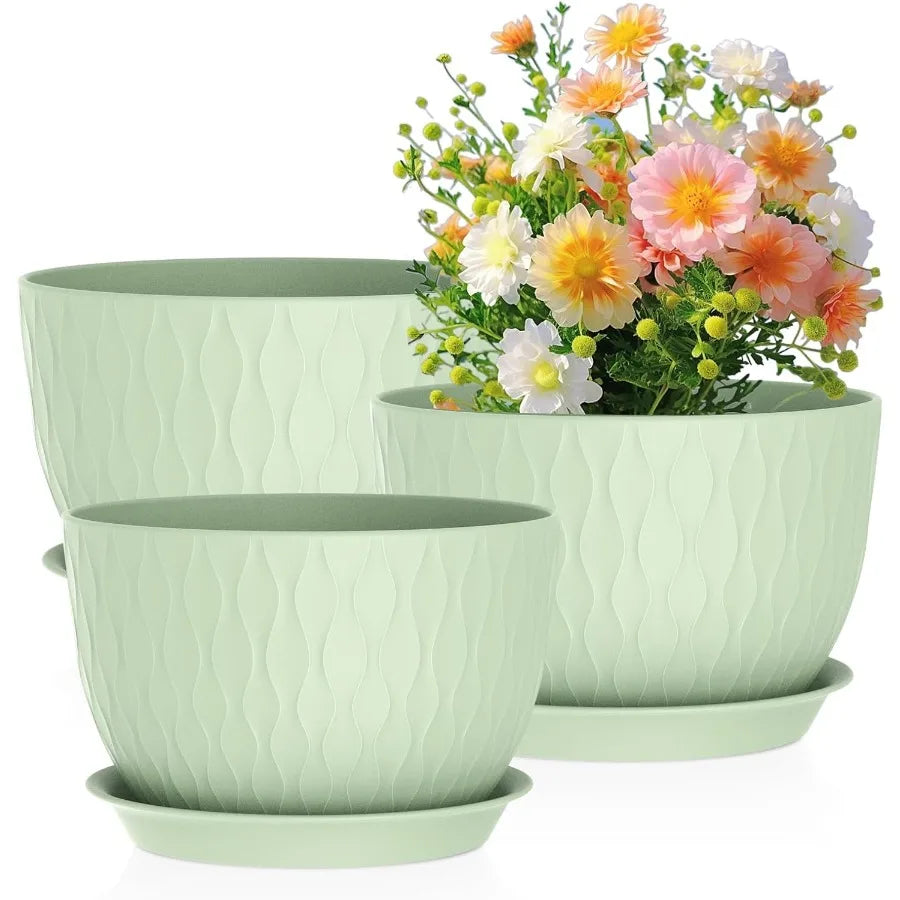 Large Flower Pot Set 12 10 9 Inch Wide Outdoor Planters