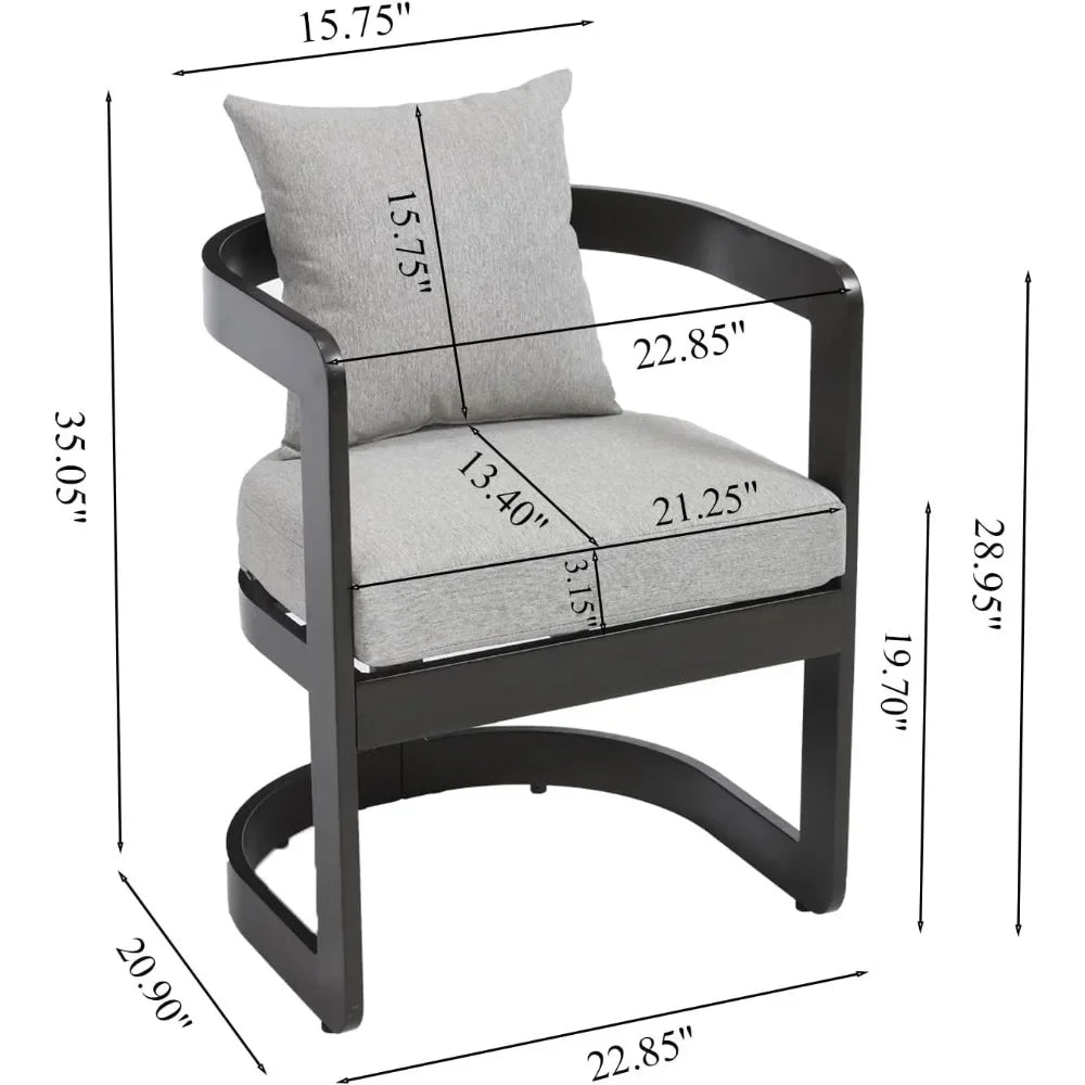 Patio Dining Chairs Set of 4 Modern Outdoor Dining Chairs with Cushions Backrest and Armrests Metal Construction