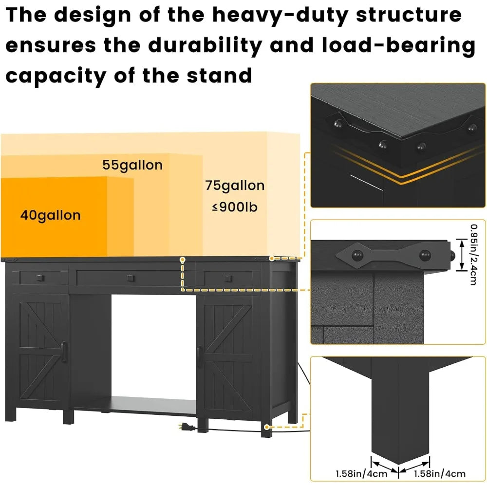 55 To 75 Gallon Aquarium Stand With Charging Station