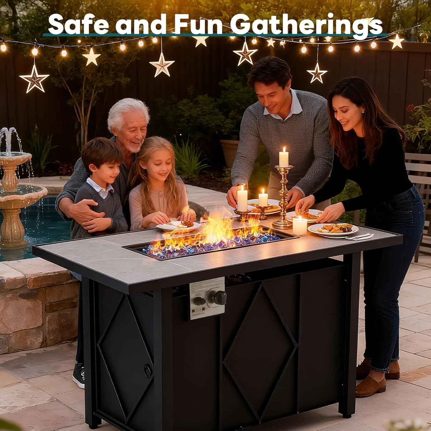 JHK Outdoor Propane Fire Pit Table 50,000 BTU
