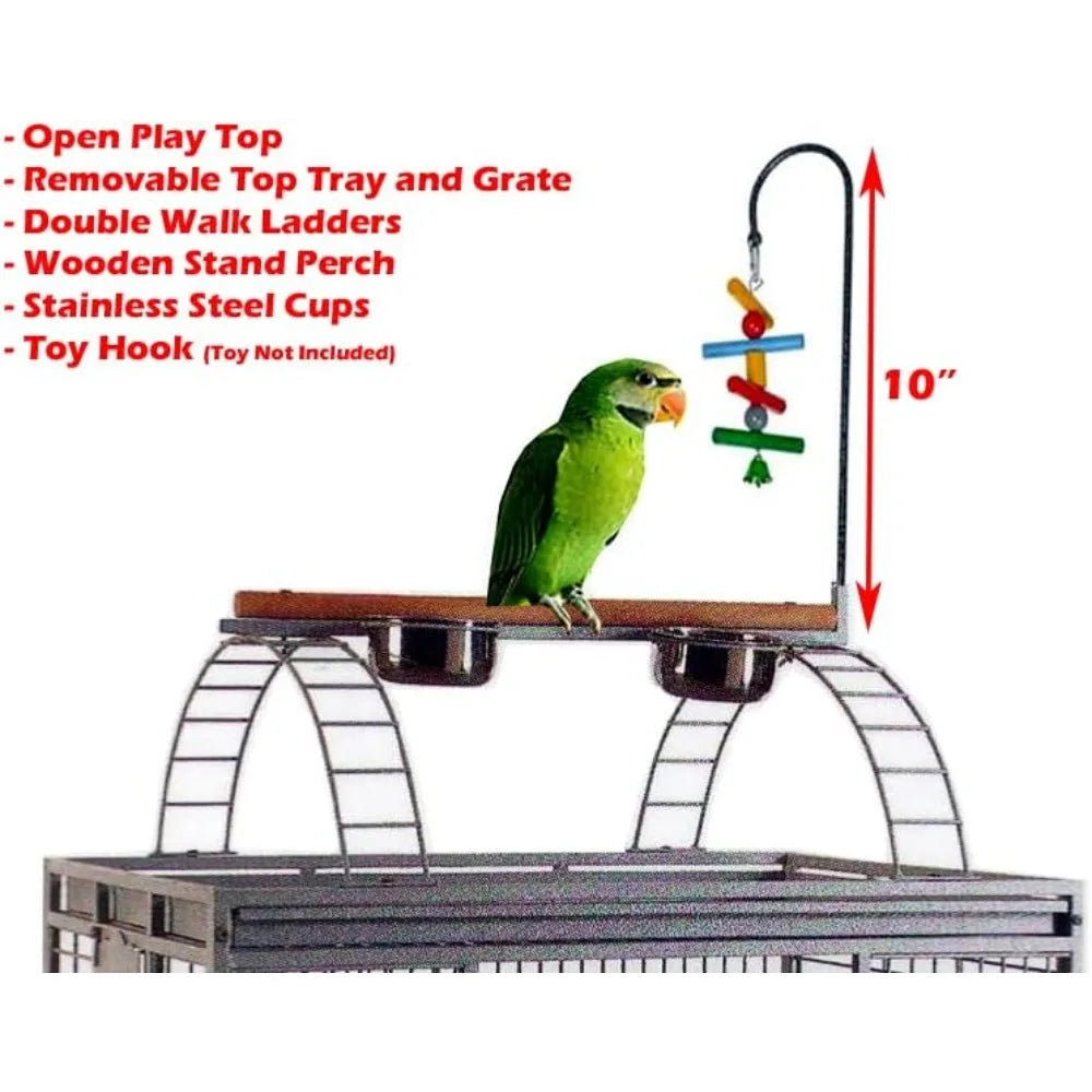 Large Elegant Durable Play Top Bird Cage Wrought Iron