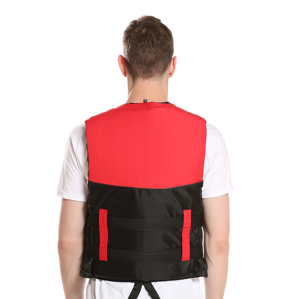Red Life Vest For Kids And Adults Buoyancy Water Sports