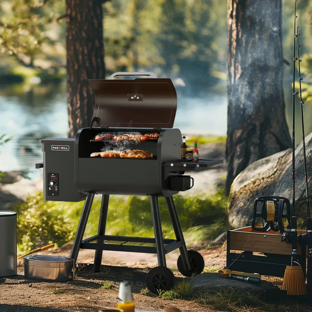 Wood Pellet Grill and Smoker BBQ Grill with Auto Temperature Control 467 Sq In Cooking Area for Outdoor Cooking