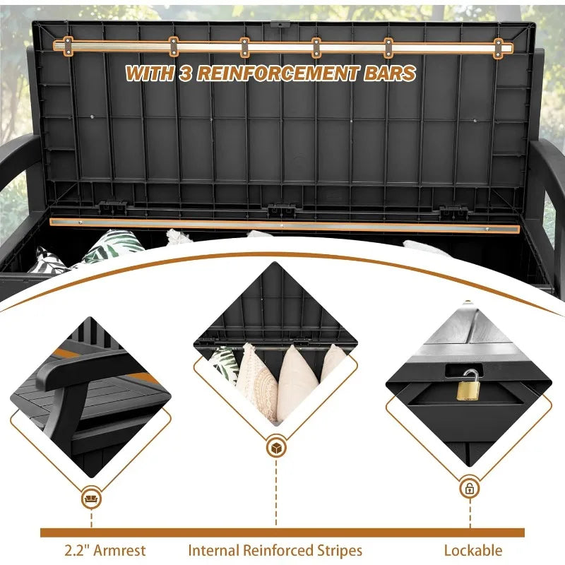 Devoko 80 Gallon Storage Bench Deck Box Lockable Outdoor