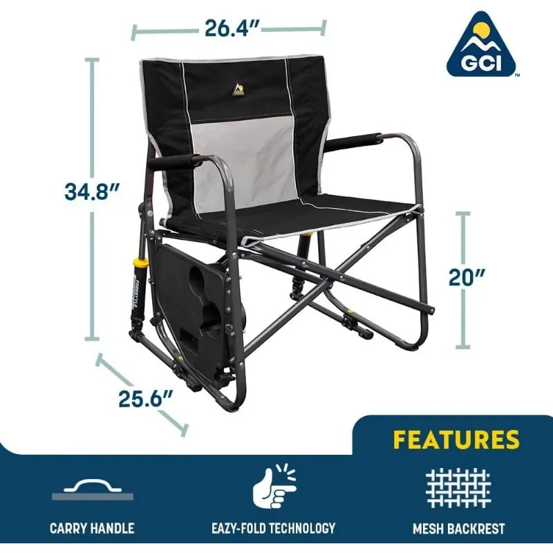 GCI Outdoor Freestyle Rocker XL with Side Table Portable Folding Rocking Chair