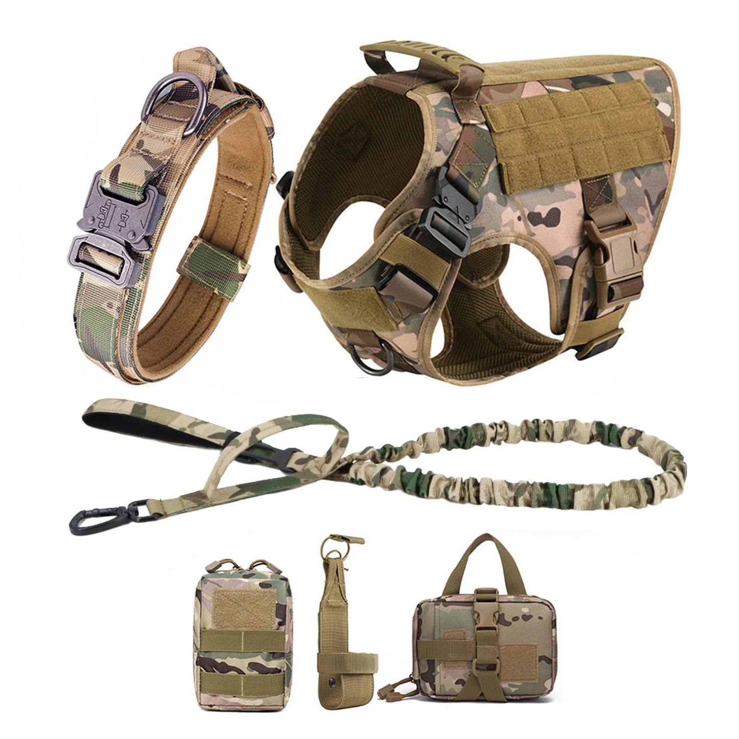 PETRAVELCN Tactical Dog Harness Vest With Molle Pouches
