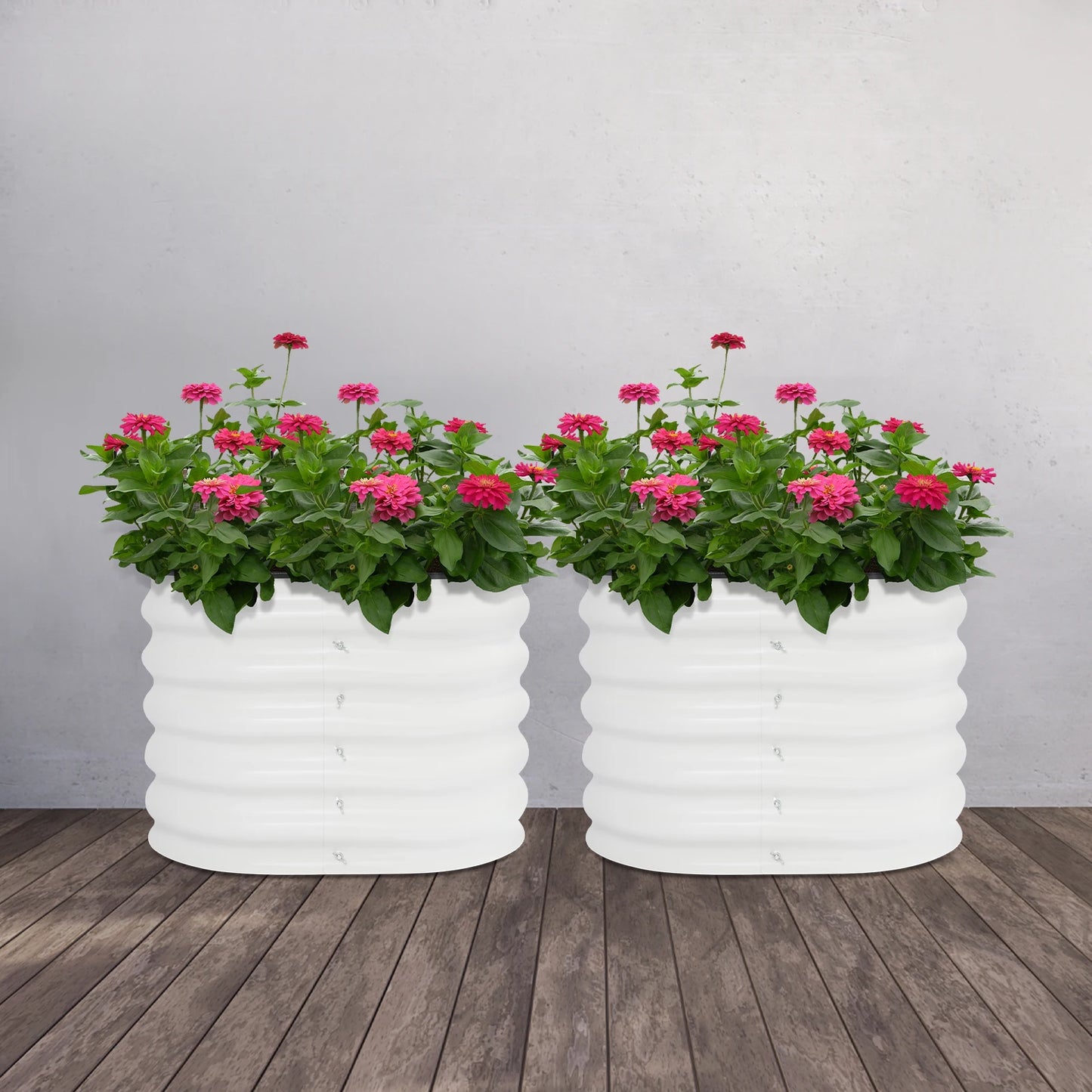 Two Sets Round Flower Pots Garden Metal Planters 60cm