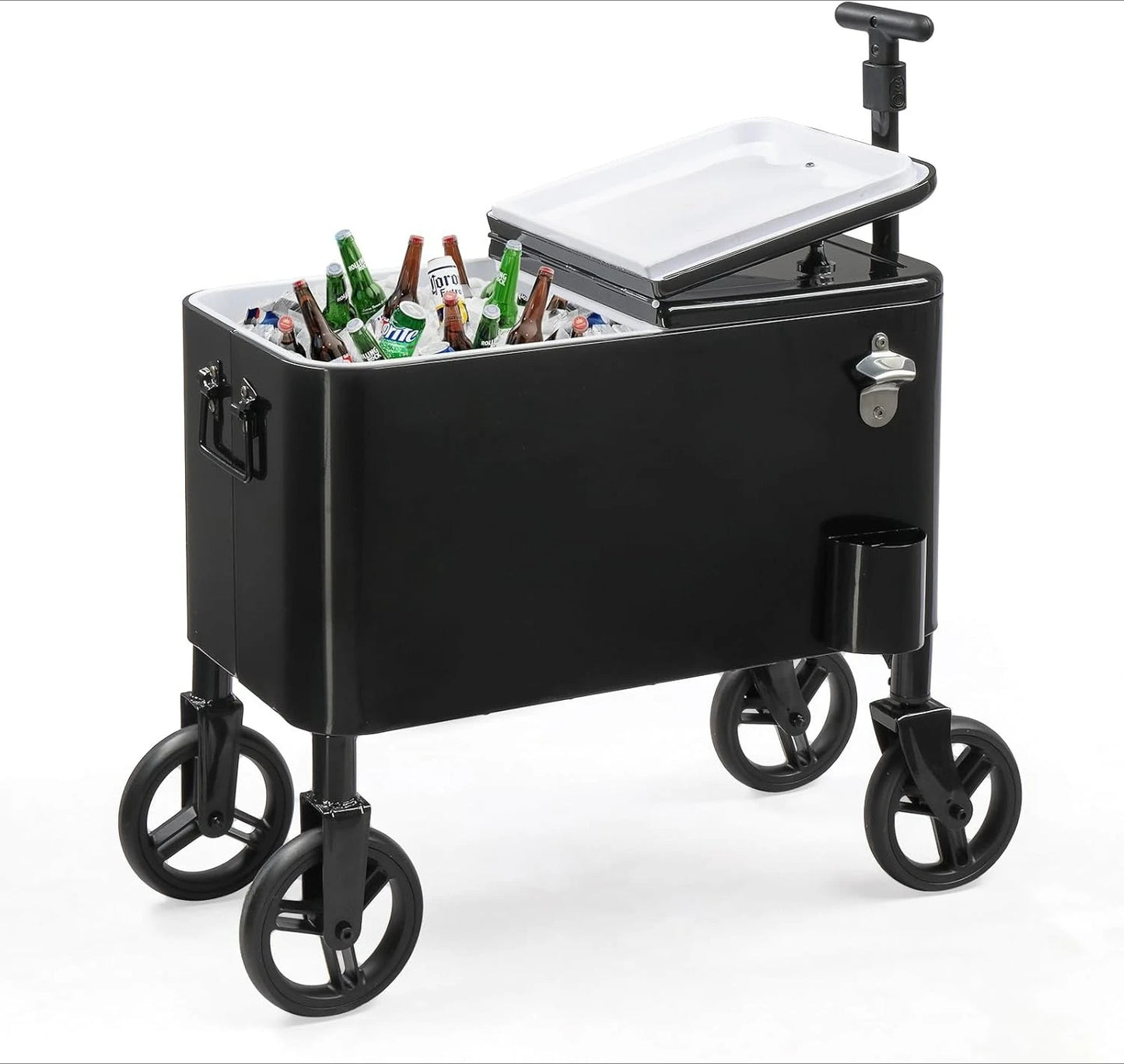 80 Quart Wagon Rolling Cooler Ice Chest With 10 Inch Wheels