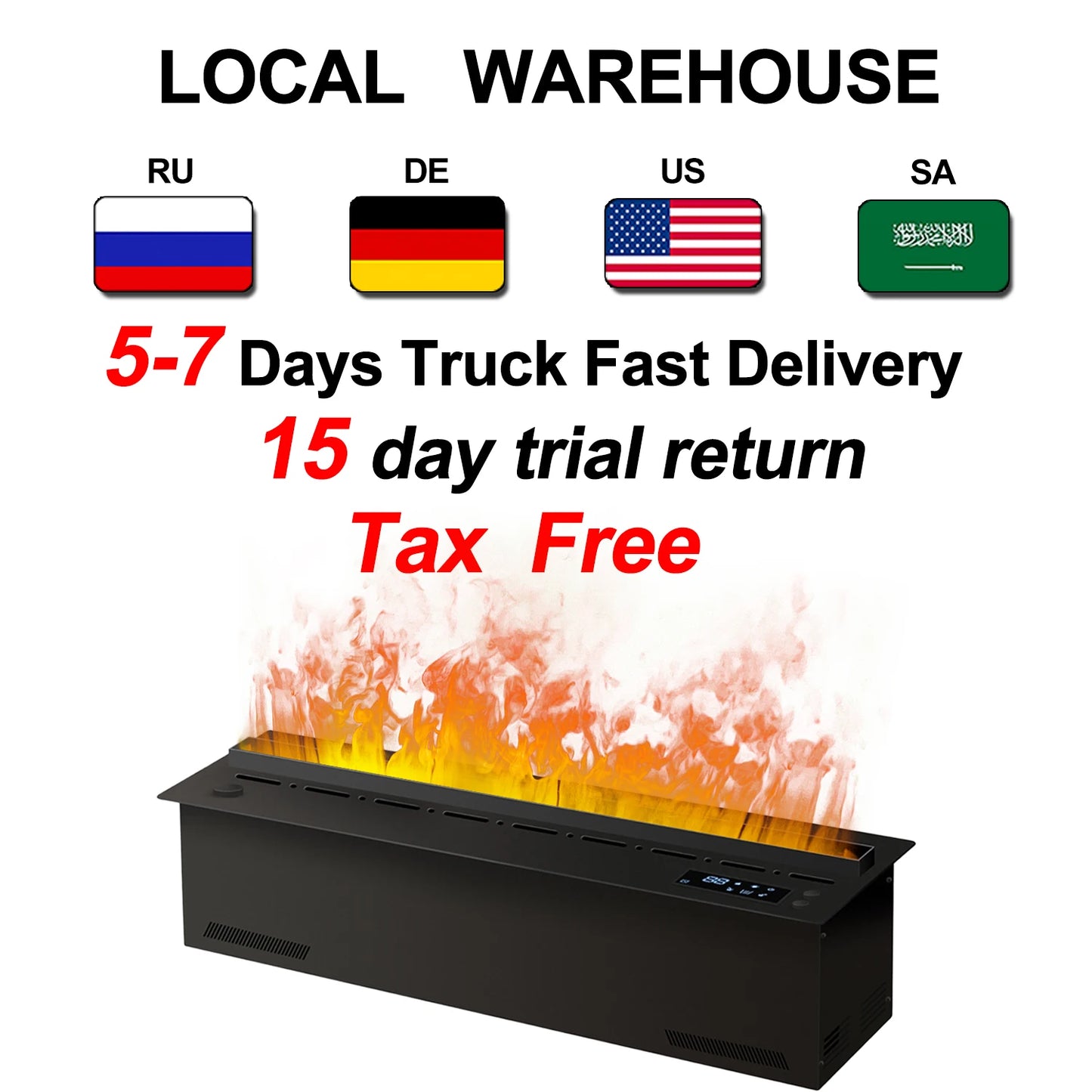 Smart Water Vapor Fireplace with 3D Flame Effect Tuya APP Control Simulated Burning Wood Sound Environmentally Friendly Humidifier