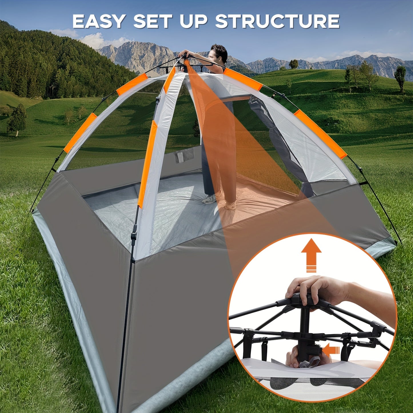 EZ-Sport Pop Up Camping Tent With Rain Fly Waterproof Windproof