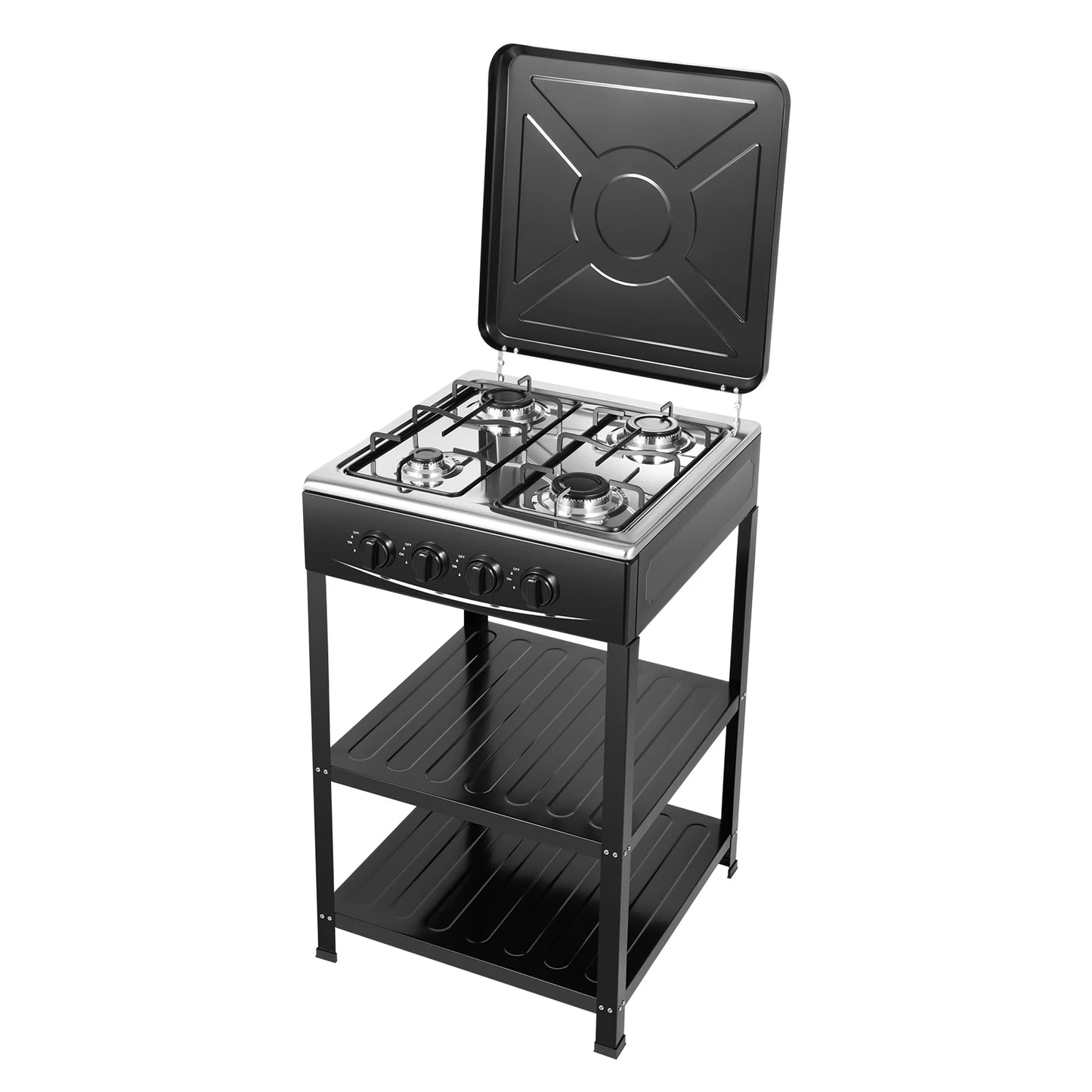 Outdoor 4 Burner Portable Gas Stove With Wind Block Cover