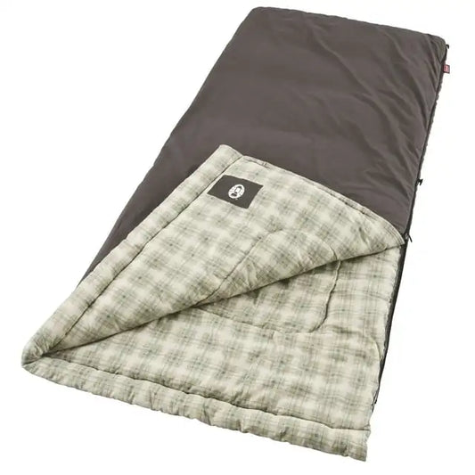 Coleman Heritage 10 Degree Cold Weather Rectangular Big and Tall Sleeping Bag Brown 40 Inch X 84 Inch