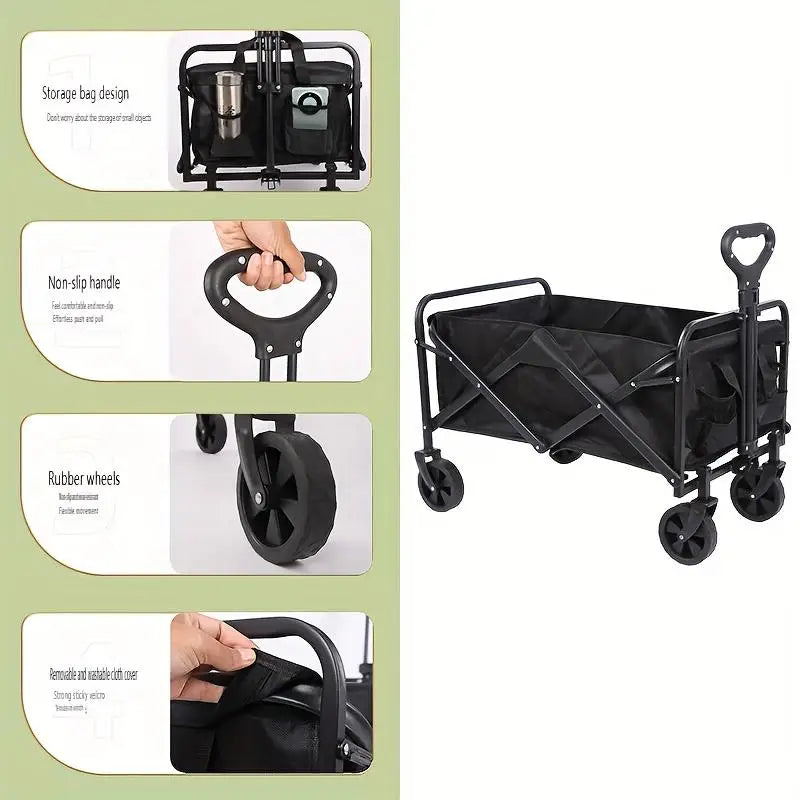 Collapsible Folding Utility Beach Cart Wagon Trolley