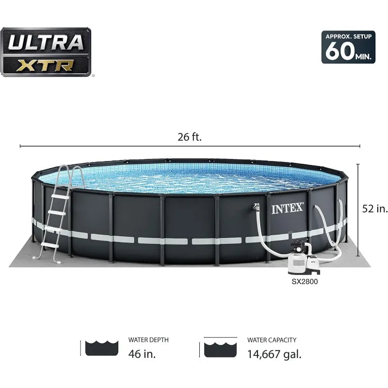 Intex XTR 26ft By 52in Above Ground Pool With Sand Filter