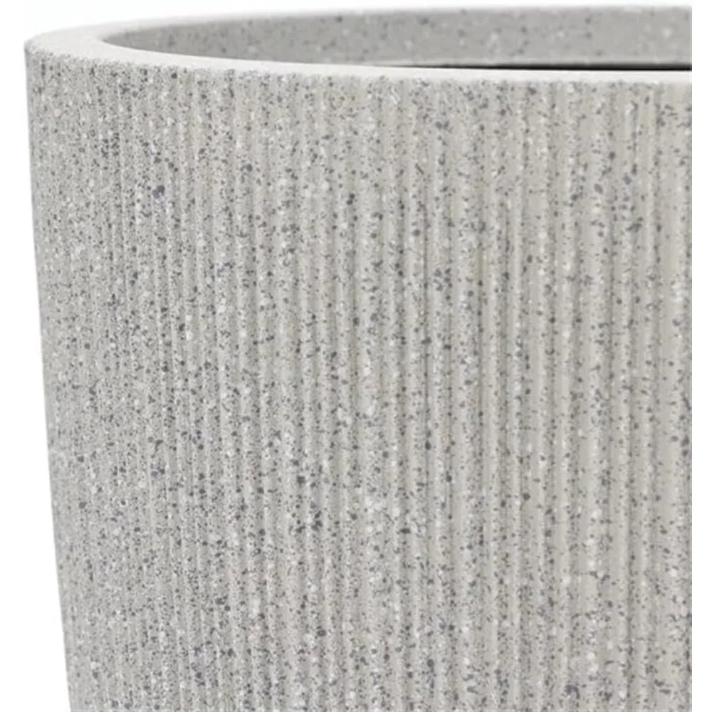 Set of 2 Tall Planters 19 Inch High Striped Drainage Holes