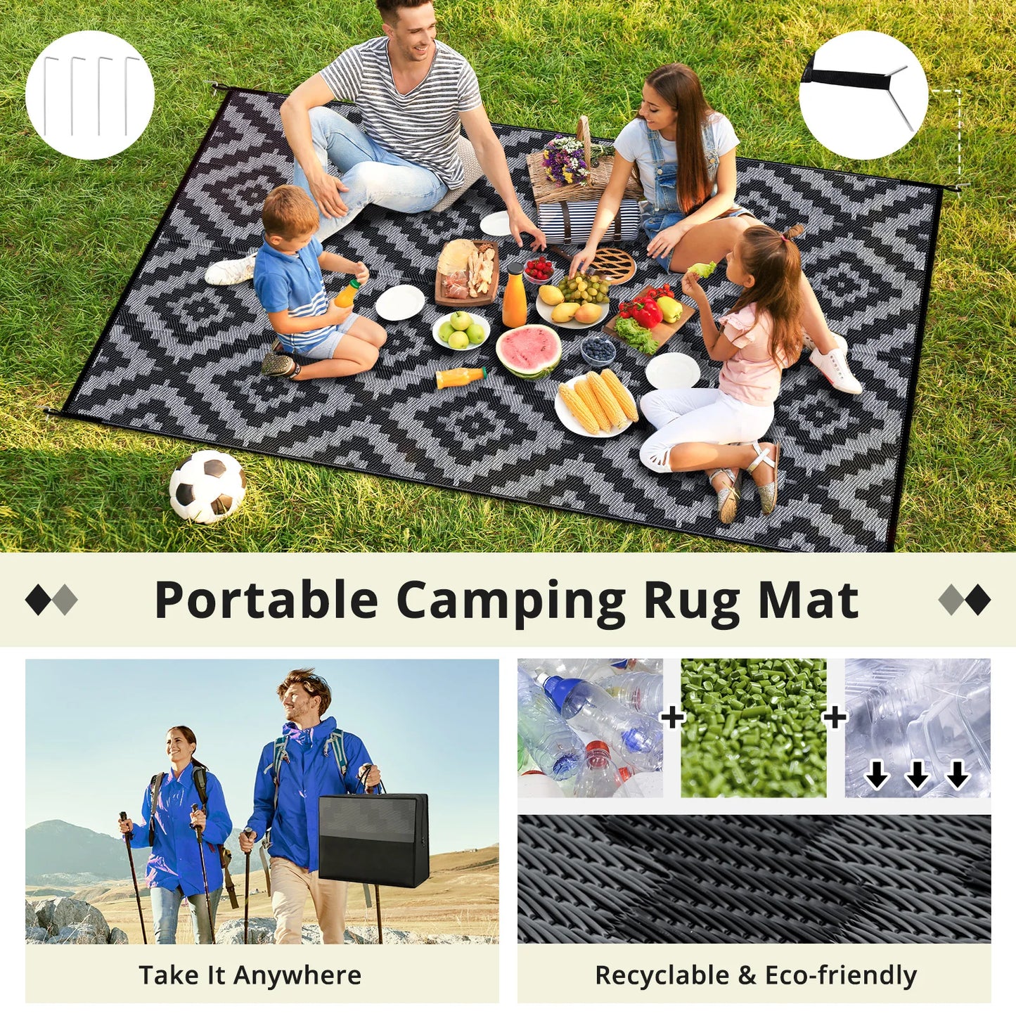 9ft By 18ft Outdoor Rug Waterproof Reversible Patio Carpet