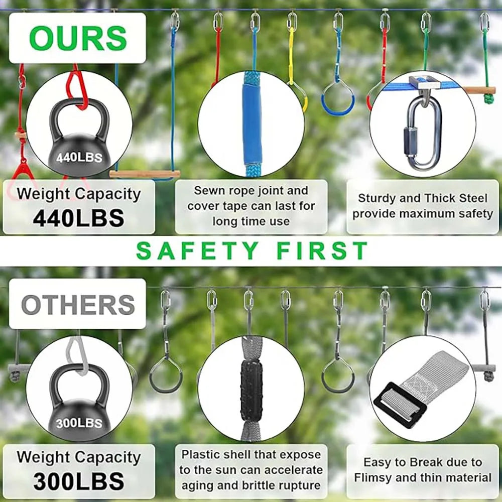 Warrior Obstacle Course For Kids And Adults 65ft Slackline
