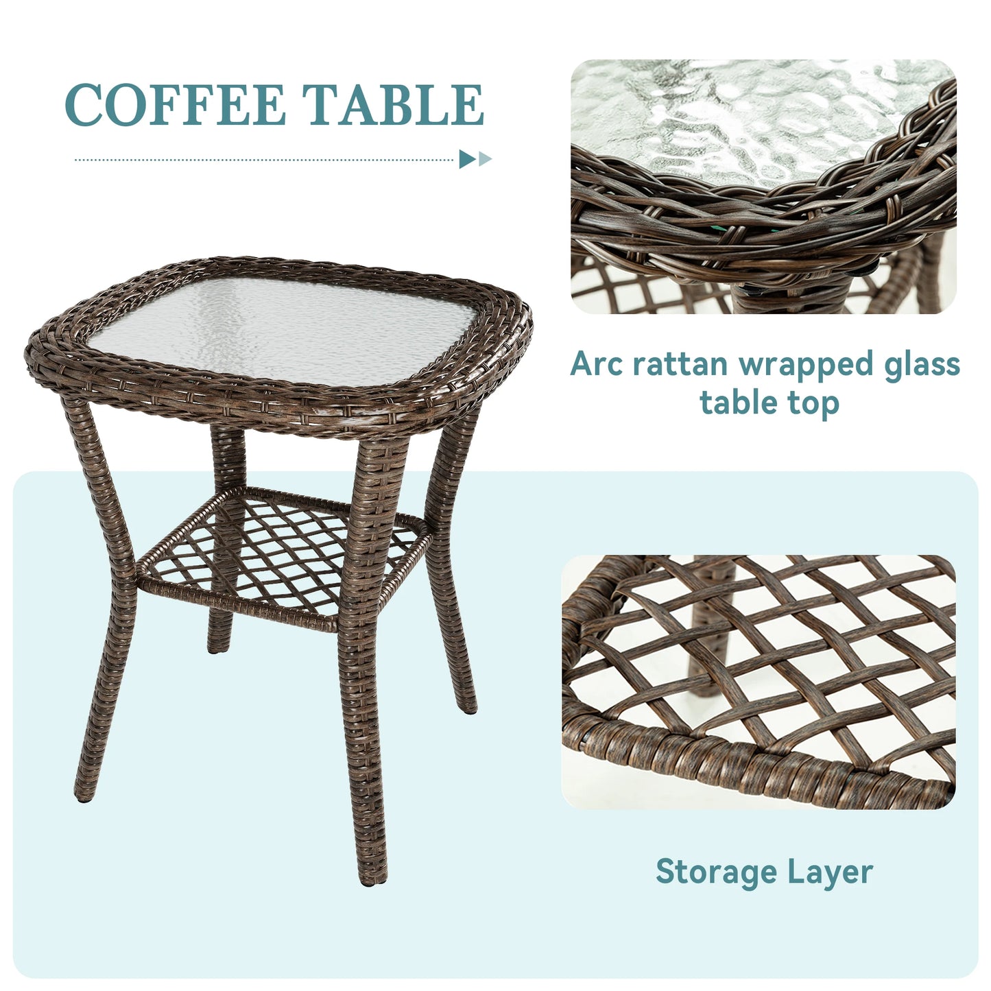 HOOMIC 3 Pieces Patio Furniture Set Outdoor Bistro Set with Rotating Rocking Chairs and Cozy Padded Cushions