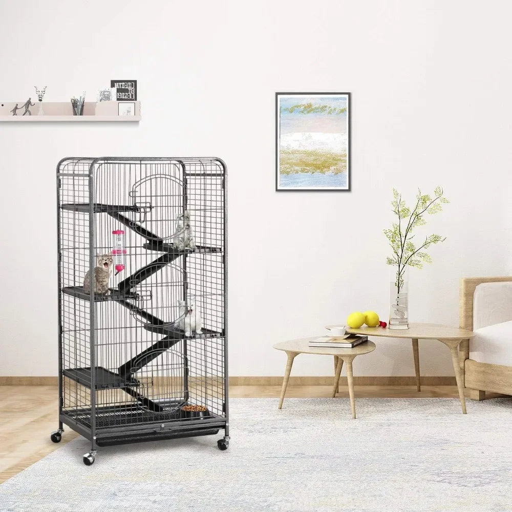 52 Inch Ferret Cage 6 Level Metal Cage With Front Doors