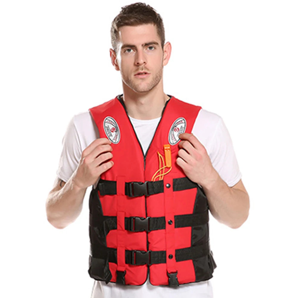 Red Life Vest For Kids And Adults Buoyancy Water Sports