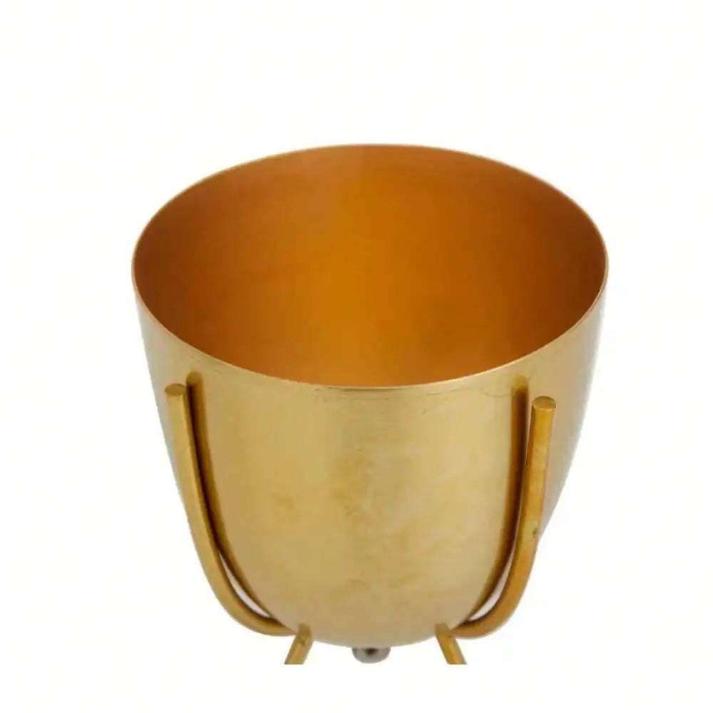 Gold Metal Small Planter Set with Removable Stand 6 and 7 in