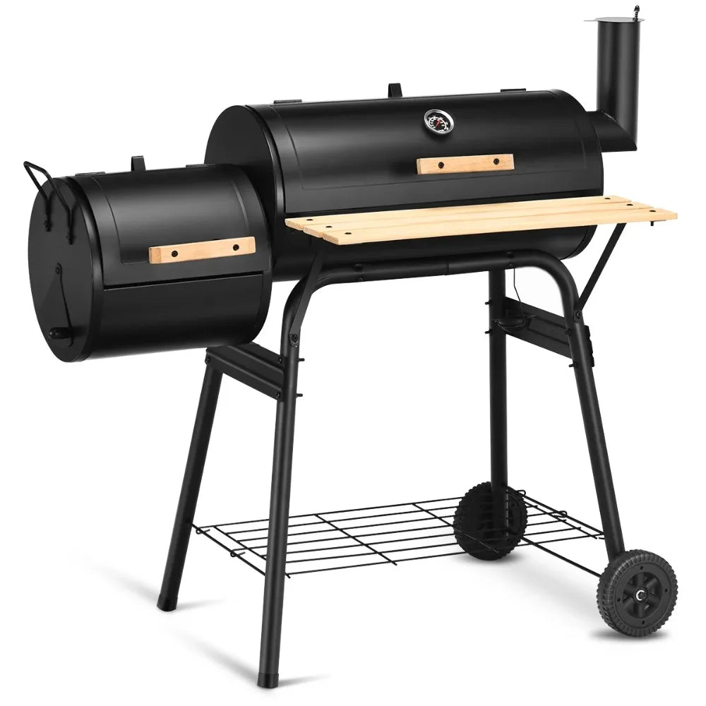 Outdoor BBQ Grill Charcoal Barbecue Pit Patio Backyard Meat Cooker Smoker Sturdy Solid Steel Construction