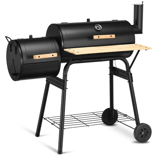 Outdoor BBQ Grill Charcoal Barbecue Pit Patio Backyard Meat Cooker Smoker Sturdy Solid Steel Construction