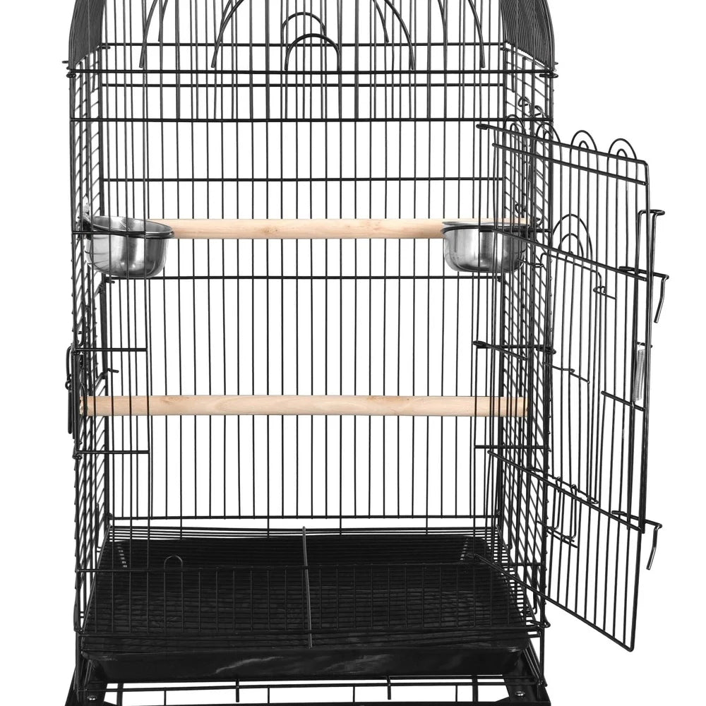 Rolling Dome Cage Open Top Quaker Parrot Metal Frame Stand