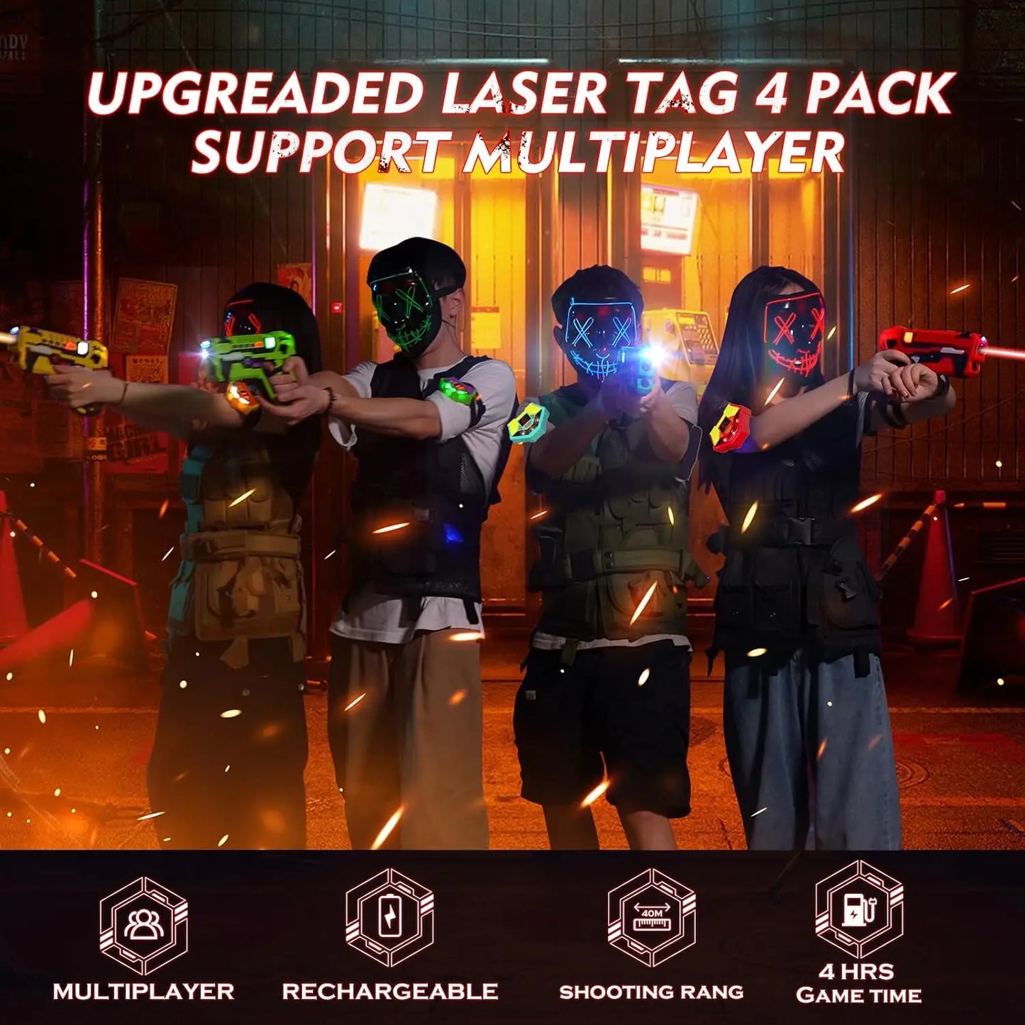 VATOS Laser Tag Battle Game Gun Set Infrared Toy Guns X4