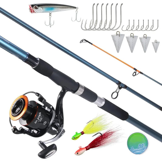 Surf Rod And Reel Combo Saltwater Fishing Gear Set Kit