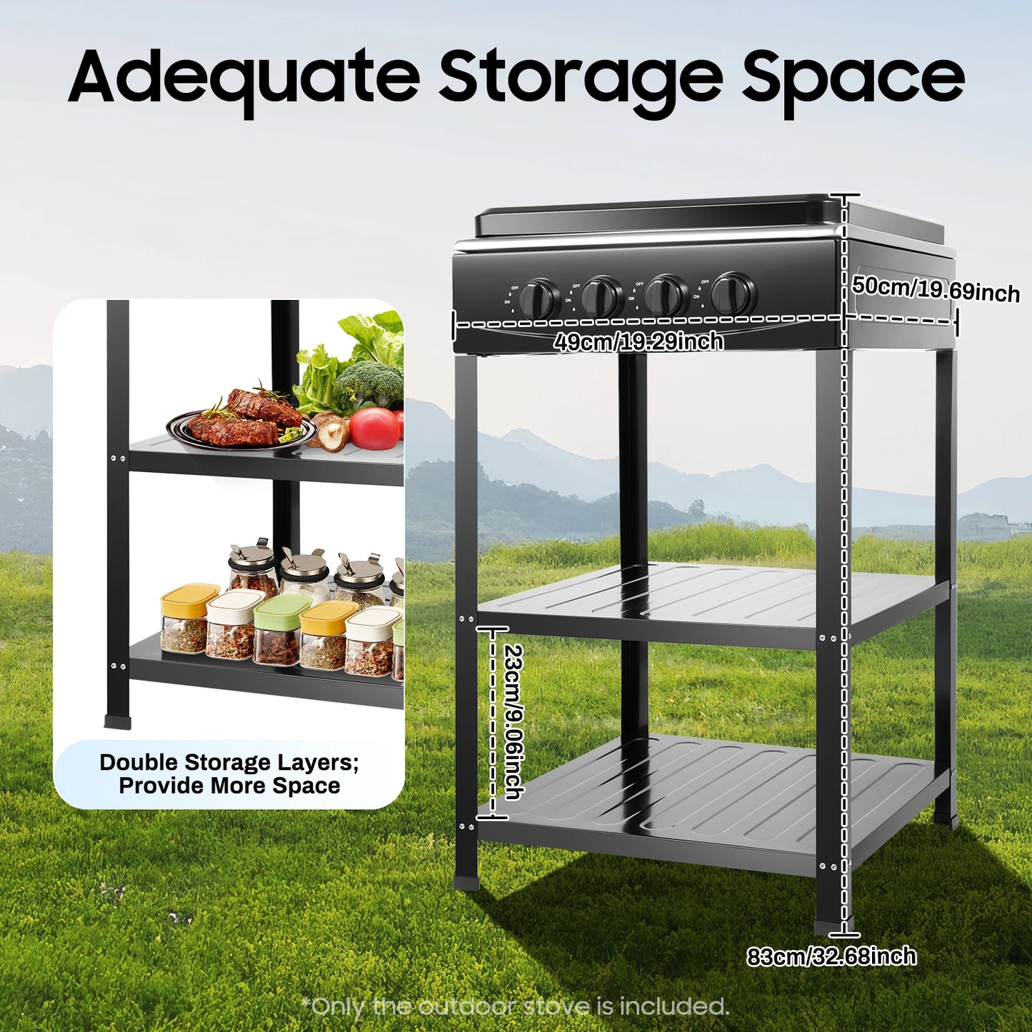 Outdoor 4 Burner Portable Gas Stove With Wind Block Cover