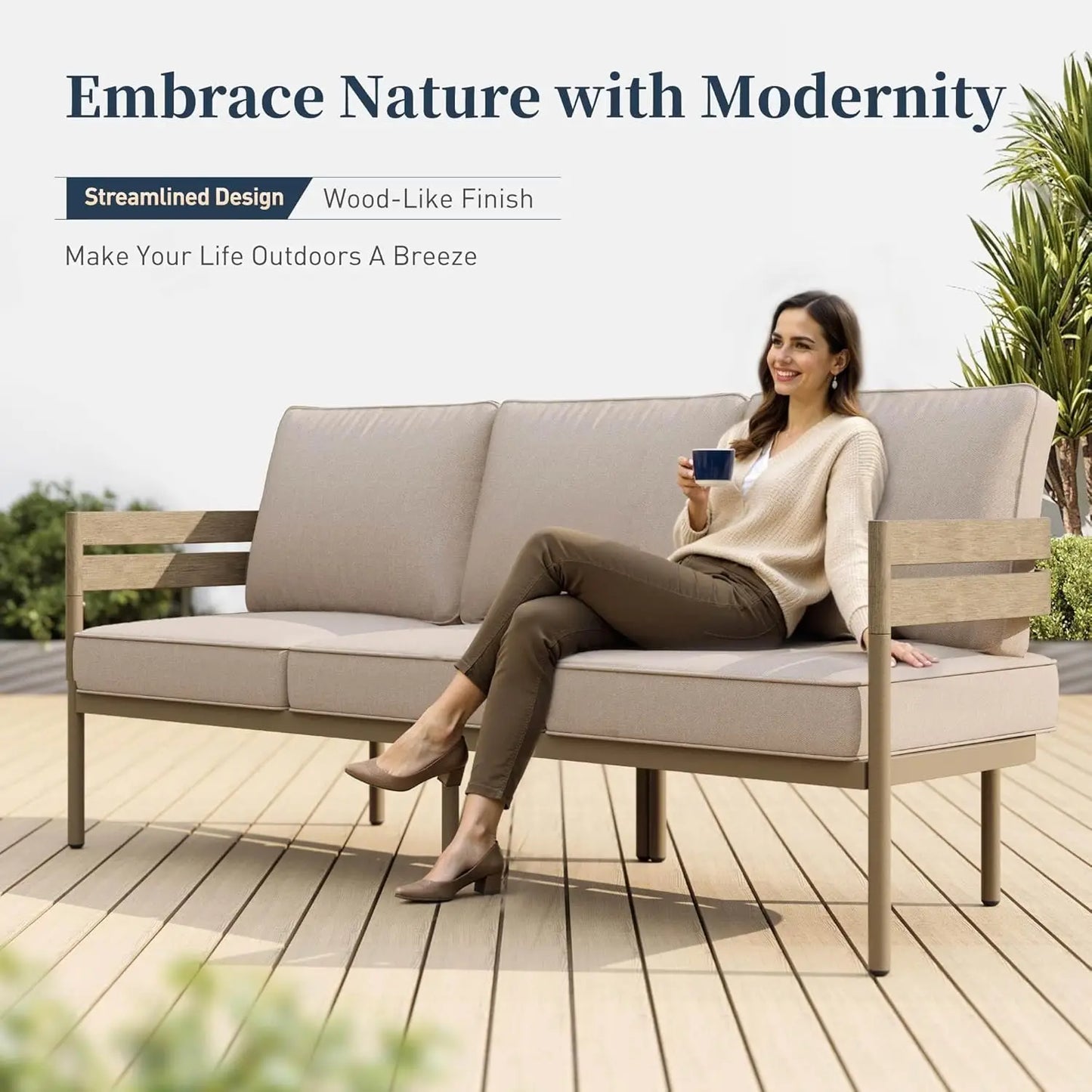 Metal Frame Patio Furniture Set Cushioned Outdoor Seating