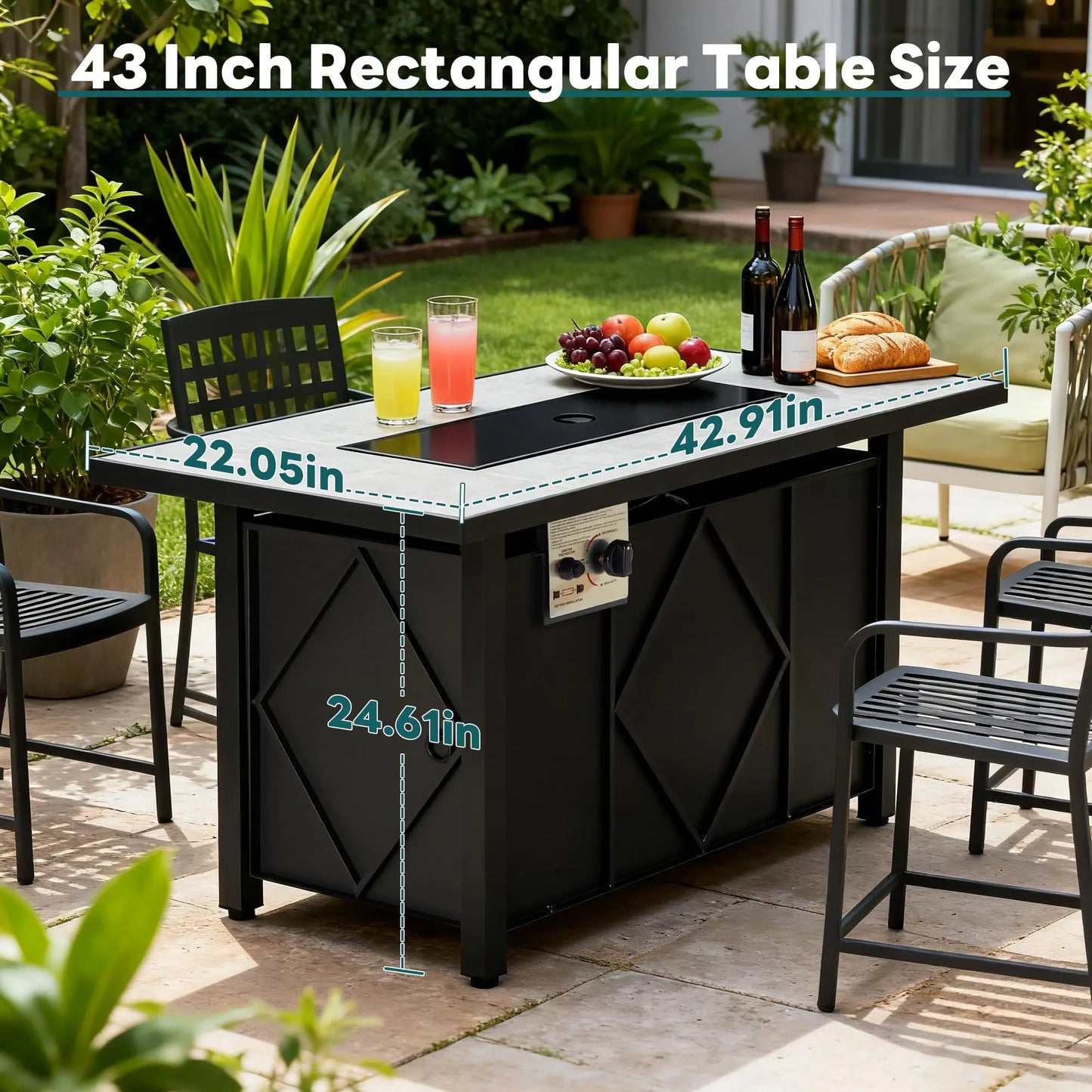 JHK Outdoor Propane Fire Pit Table 50,000 BTU