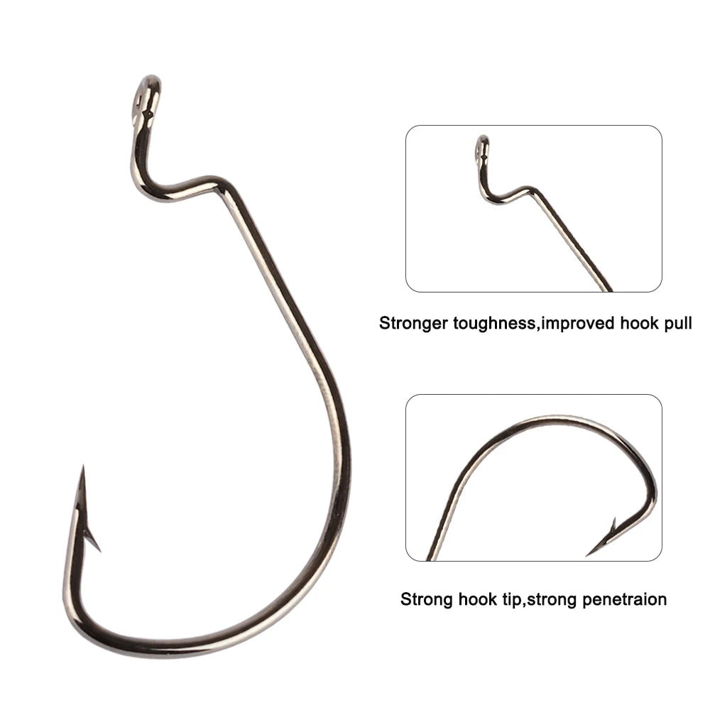 Twenty Pieces High Carbon Steel Offset Hooks For Fishing