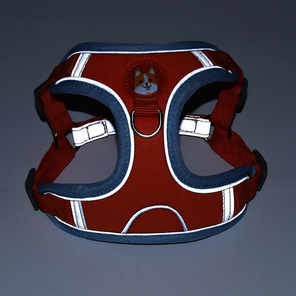 Reflective Dog Cat Harness Vest With Leash Breathable Mesh Padding