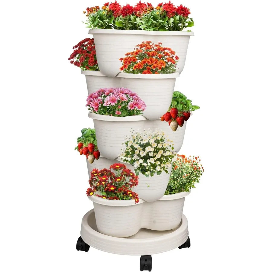 Strawberry Planter 5 Tier Stackable Garden Tower Vegetables