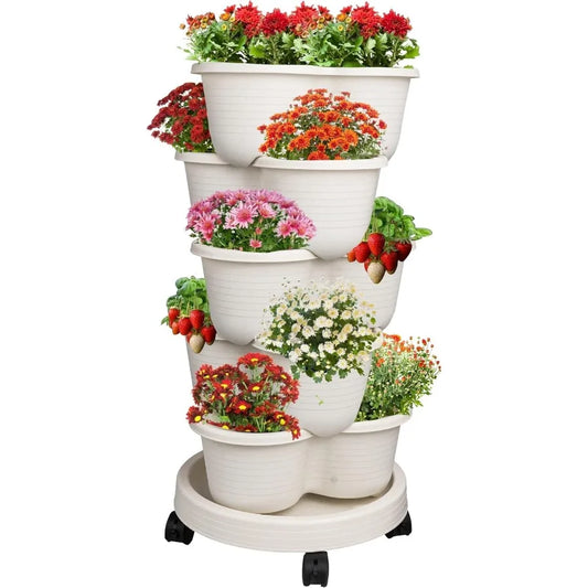 Strawberry Planter 5 Tier Stackable Garden Tower Vegetables