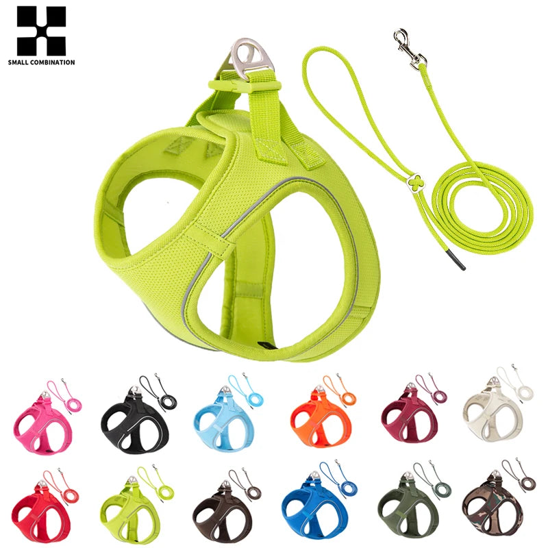 Dog Harness Leash Set Reflective Adjustable For All Dogs