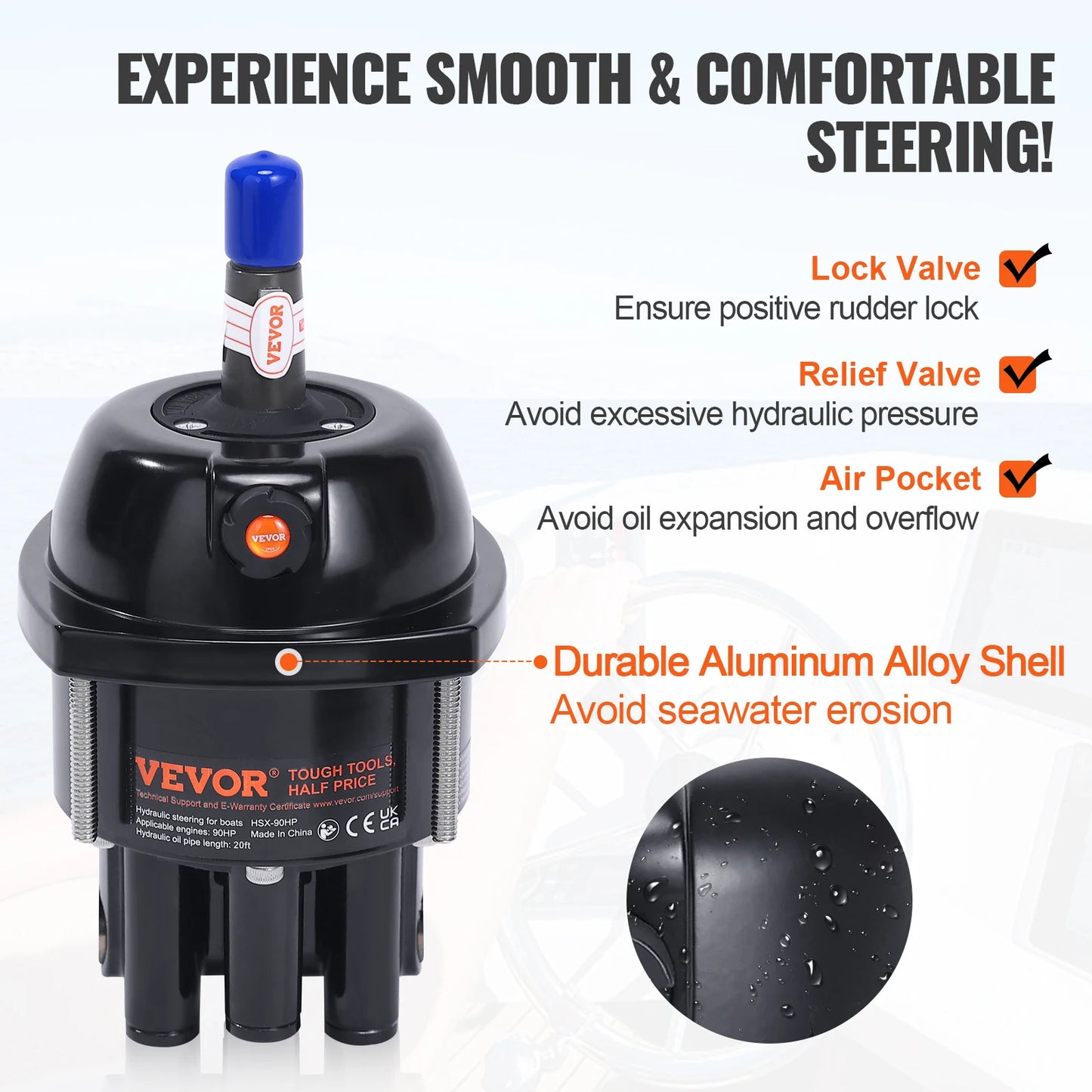 SucceBuy 90HP Hydraulic Outboard Steering Kit For Boats