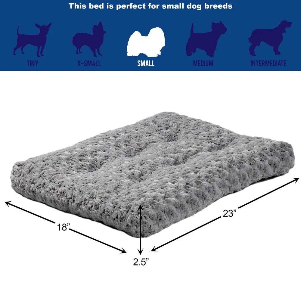 Plush Dog Cat Bed Non Skid 24 Inch Gray Machine Washable