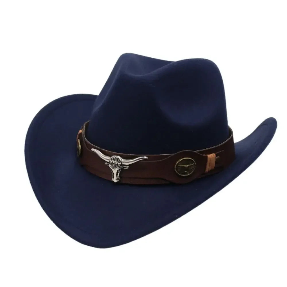 CN Felt Western Cowboy Hat Tibetan Style Top Hat Accessory