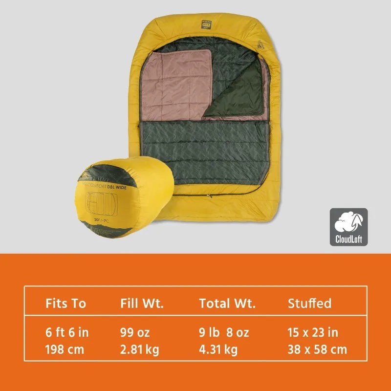 Kelty Tru Comfort Doublewide 20 Degree Sleeping Bag Two Person Synthetic Camping Sleeping Bag for Couples and Family Camping